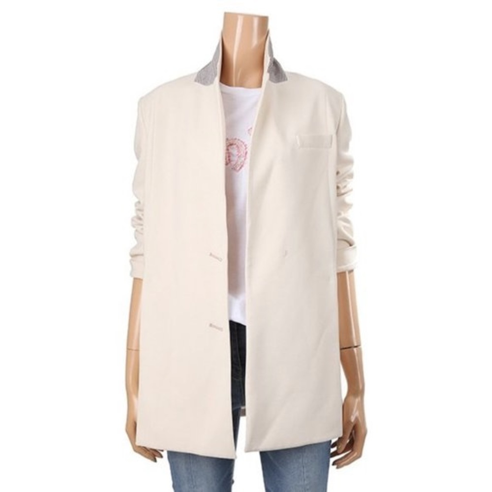 ♦️ STEFANEL ♦️ Luxury Italian Women’s Basic Stitch Coat in White/Cream